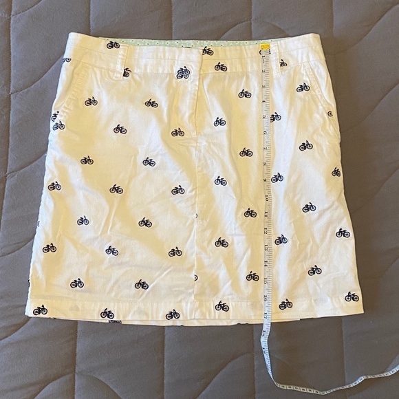 British Khaki- Skirt-White with Blue Bicycles-Women's Size 6 - Picture 3 of 8